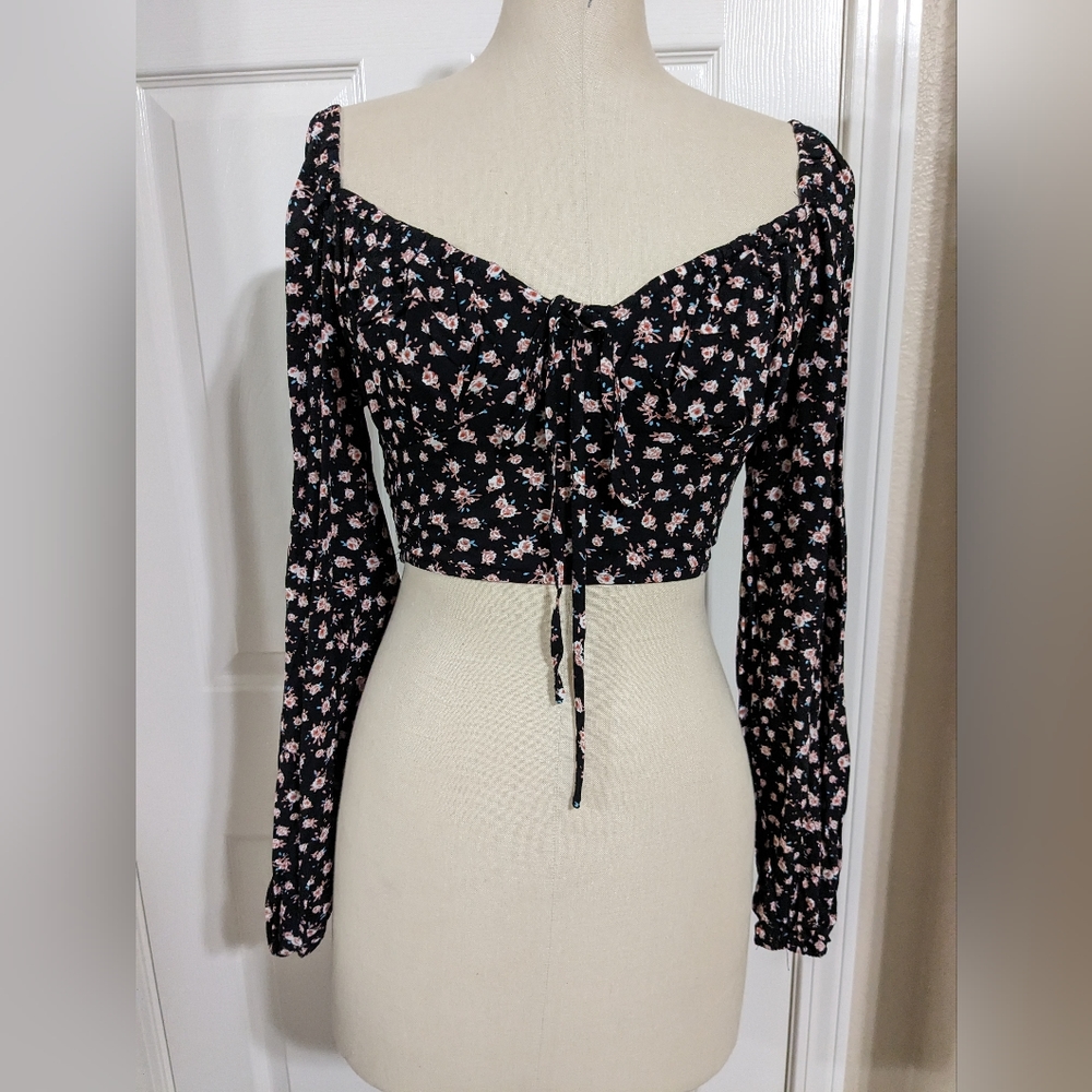 Floral Cropped Fancy Shein Top S NEW
